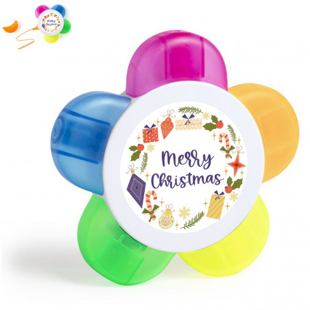 Marcadores fluorescentes para destacar com adesivo para o Natal