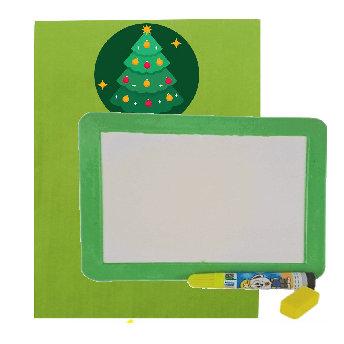 Quadro branco pequeno para crianças com marcador apresentado em envelope de presente com adesivo personalizado