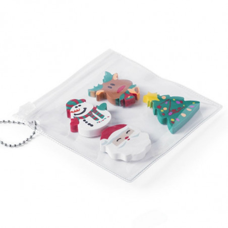 Borrachas em forma de bonecos de Natal apresentadas com adesivo para personalizar