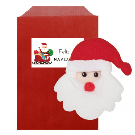 ímã de geladeira engraçado do papai noel apresentado em um envelope de presente vermelho e adesivo para personalizar detalhes