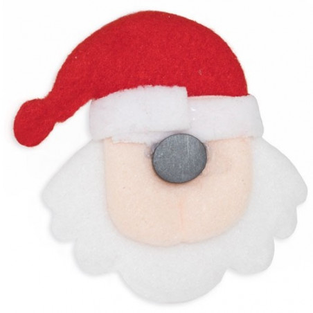 ímã de geladeira engraçado do papai noel apresentado em um envelope de presente vermelho e adesivo para personalizar detalhes