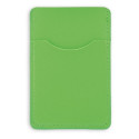 Porta cartões em couro sintético com janela verde apresentado em envelope de papel e adesivo fotográfico