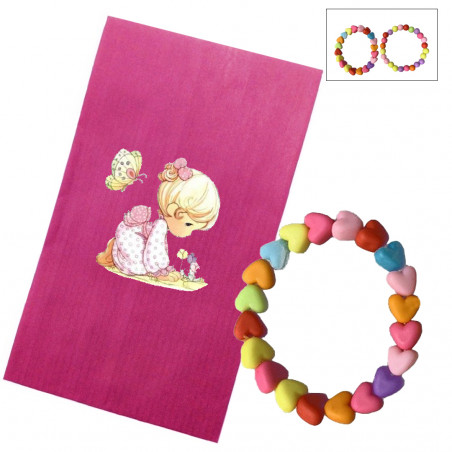Pulseiras para meninas com miçangas coloridas em envelope de presente rosa