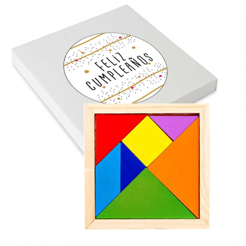 Tangram com 7 Peças em Caixa de Papelão com Adesivo de Aniversário Tangram com 7 Peças em Caixa de Papelão com Adesivo de Aniversário