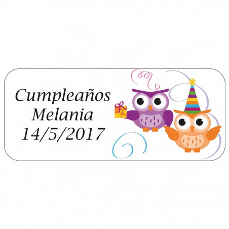 Gargantilha de joias finas com uma coruja em uma caixa de papelão e um adesivo de aniversário personalizado