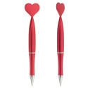 Caderno reversível de lantejoulas vermelho brilhante com caneta em formato de coração