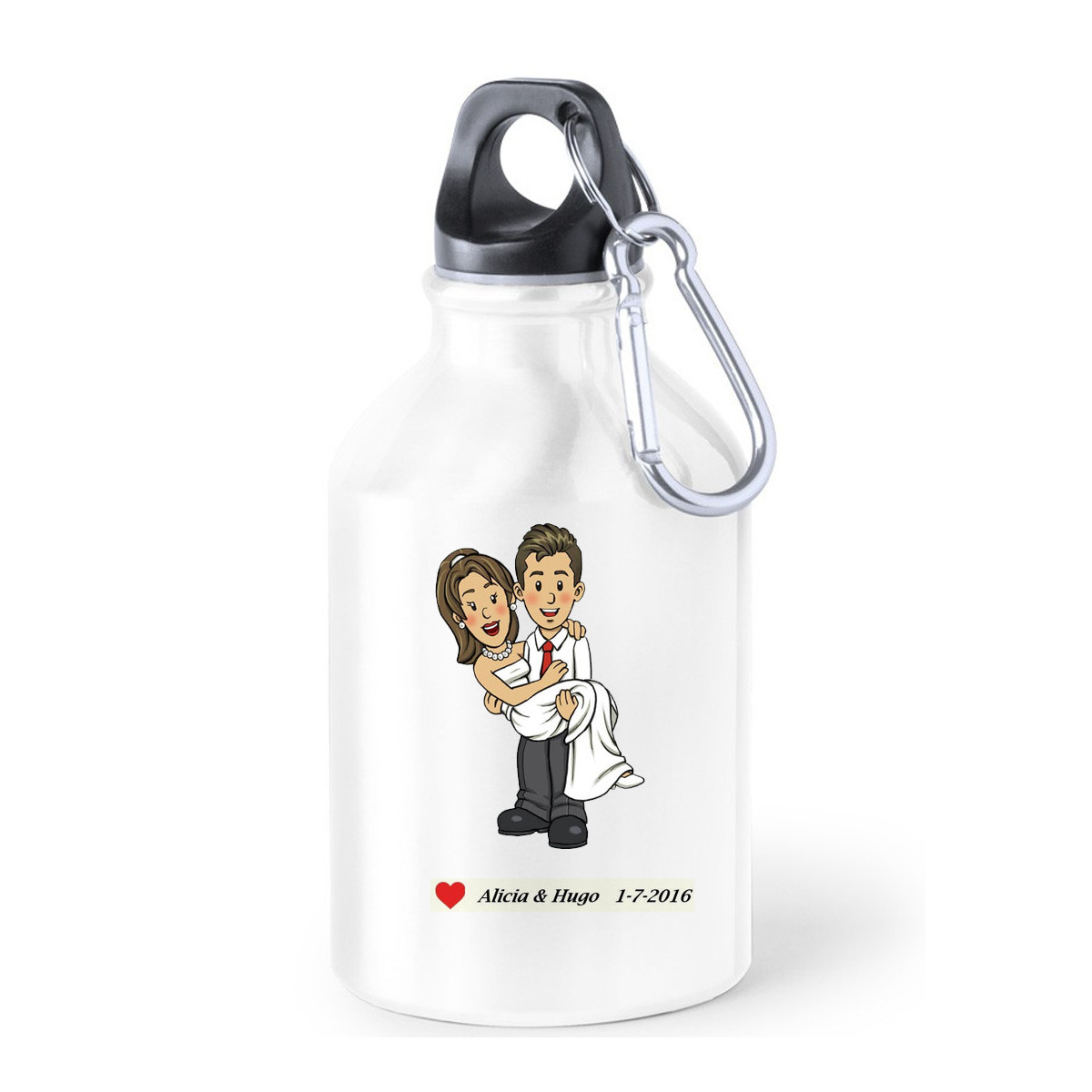 Garrafa de água térmica com adesivos de casamento com texto personalizado