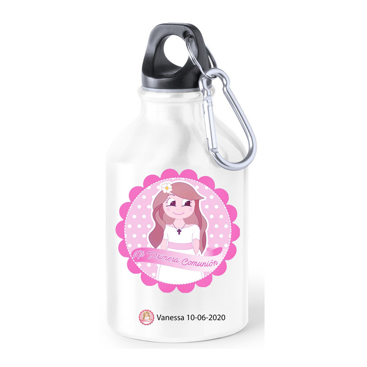 Garrafas de comunhão de alumínio para água apresentadas com adesivos de comunhão personalizados