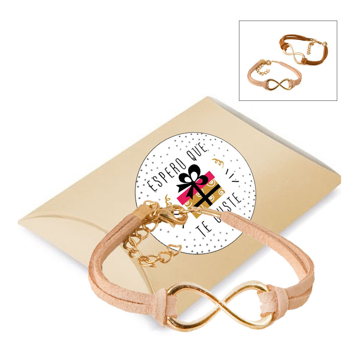 Pulseira infinita com fecho de corrente em caixa de presente personalizada de amigo secreto