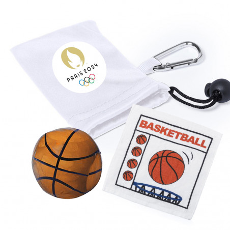 Toalhas em formato de bola esportiva como detalhe para os jogos olímpicos com adesivo