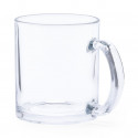 Caneca de vidro com alça com adesivo para detalhe de casamentos