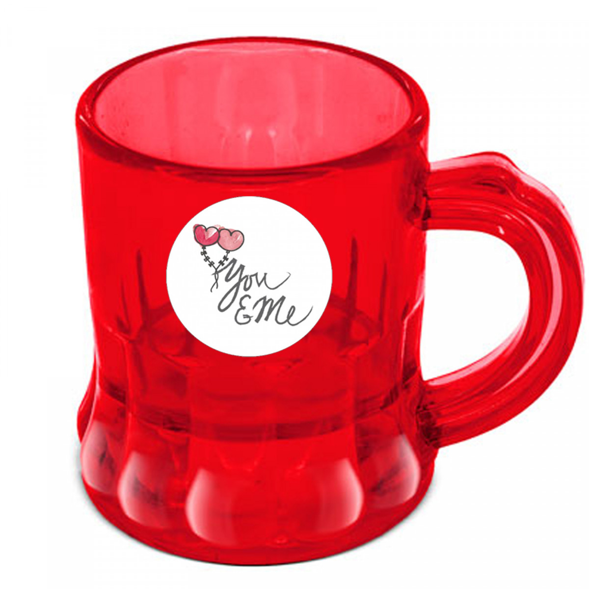 Copo de shot vermelho transparente em forma de caneca de cerveja como presente personalizado unissex para o Dia dos Namorados