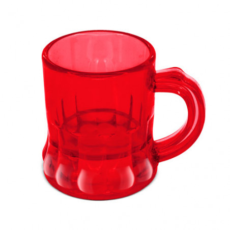 Copo de shot vermelho transparente em forma de caneca de cerveja como presente personalizado unissex para o Dia dos Namorados