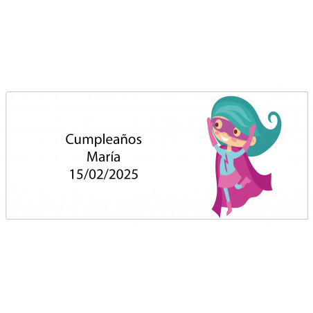 Adesivo retangular personalizado de super-heroína com nome e data