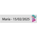 Adesivo retangular transparente 5 x 1 menina superheroína personalizado com nome e data