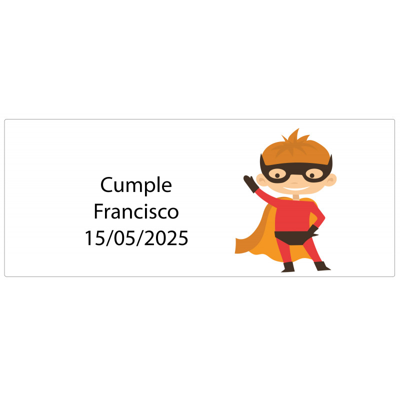 Adesivo retangular personalizado de super-herói com nome e data