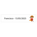 Adesivo retangular 5 x 1 super-herói personalizado com nome e data