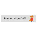 Adesivo retangular transparente 5 x 1 super-herói personalizado com nome e data