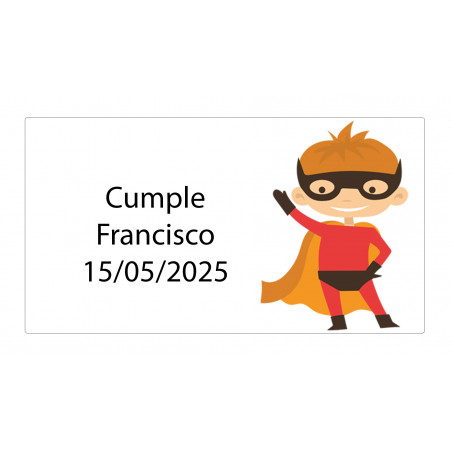 Adesivo retangular personalizado de super-herói 5 x 3 com nome e data