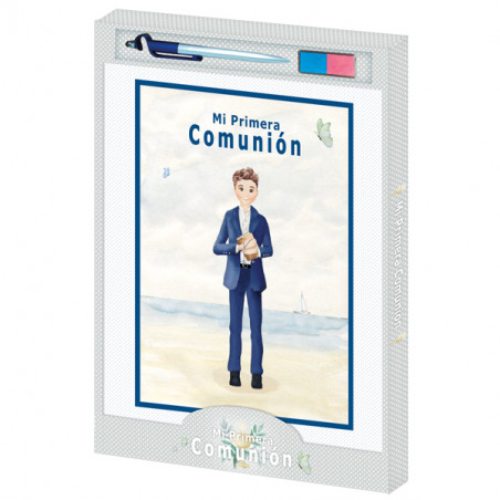 Livro de assinaturas e impressões de comunhão de menino
