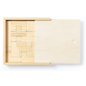 Quebra cabeça de tetris de madeira apresentado em uma caixa