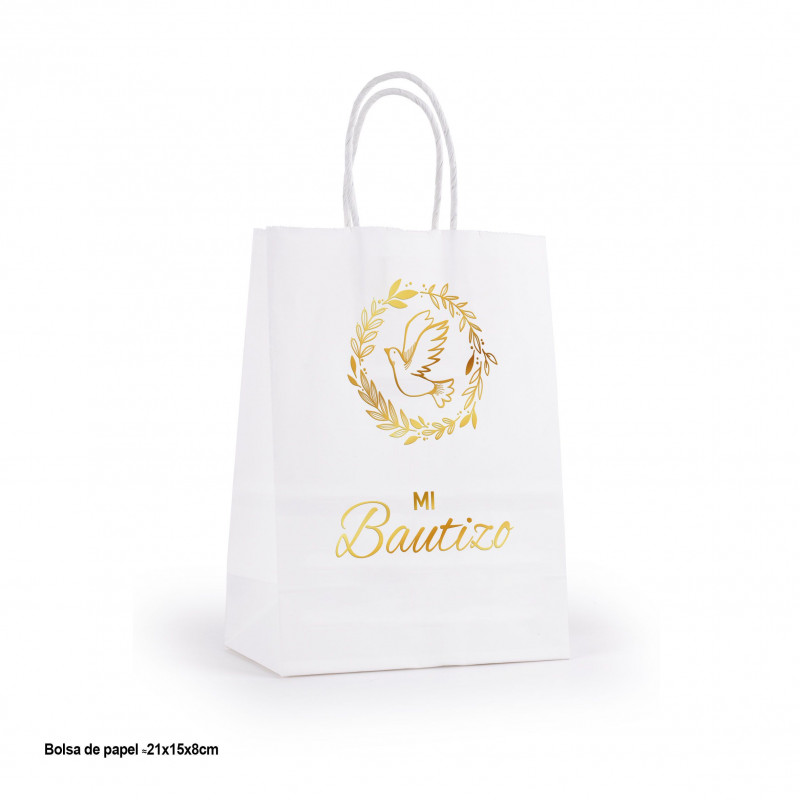 Bolsa de papel branca para batizado