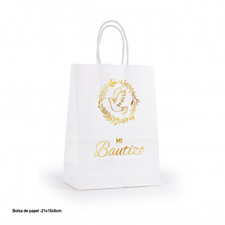 Bolsa de papel branca para batizado