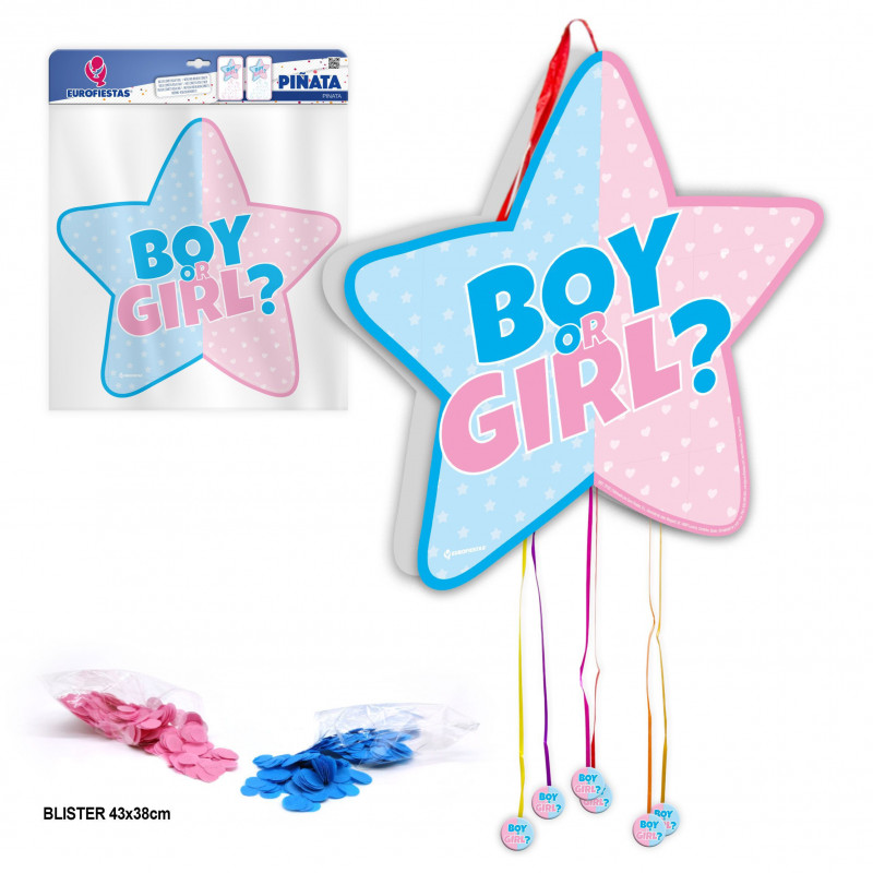 Piñata menina ou menino em forma de estrela