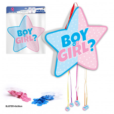 Piñata menina ou menino em forma de estrela