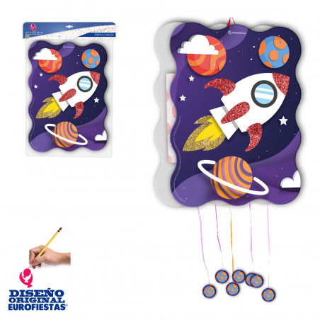 Piñata de nave espacial com purpurina