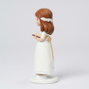 Figura bolo de comunhão menina com vestido branco e bíblia 13cm.