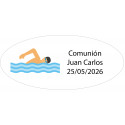 Adesivo ovalado de natação personalizado com nome e data