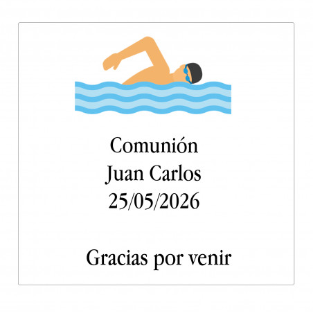 Adesivo quadrado de 5cm personalizado com nome, data e frase de agradecimento