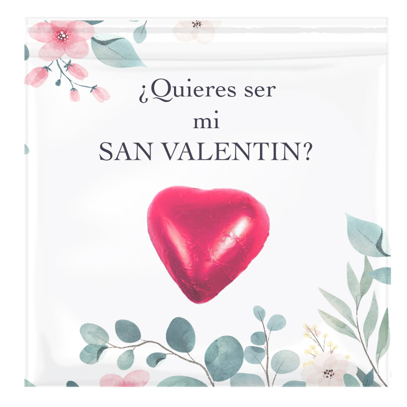 Cartão personalizado de Dia dos Namorados com um chocolate de coração