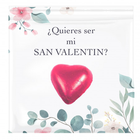 Cartão personalizado de Dia dos Namorados com um chocolate de coração