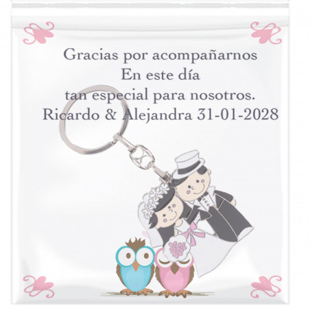 Chaveiro noivos recém-casados com cartão personalizado