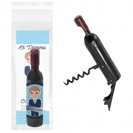 Abridor em forma de garrafa de vinho com marcador de comunhão infantil