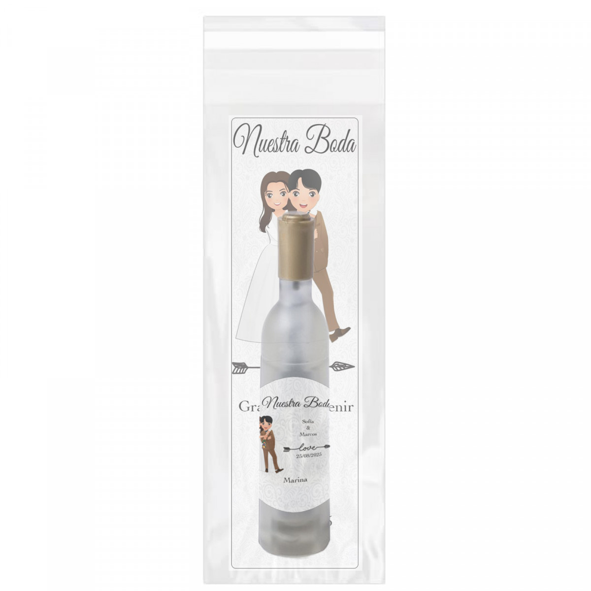 Saca-rolhas em formato de garrafa de vinho com marcador de página e adesivo de casamento personalizado
