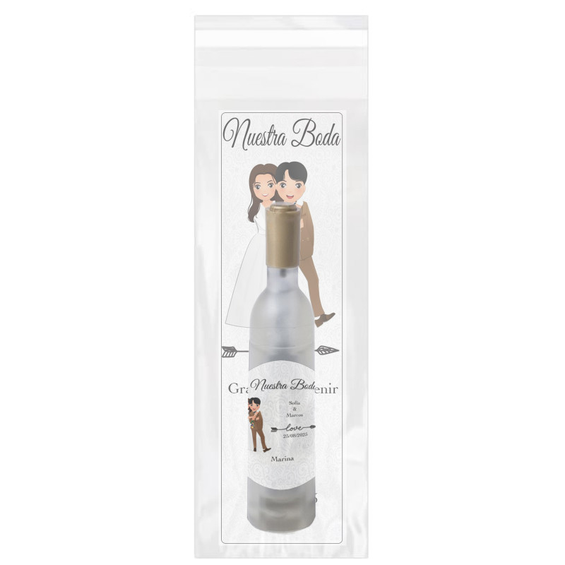 Saca-rolhas em formato de garrafa de vinho com marcador de página e adesivo de casamento personalizado
