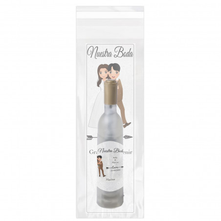 Abridor de saca rolhas em formato de garrafa de vinho com marcador e adesivo de casamento personalizado