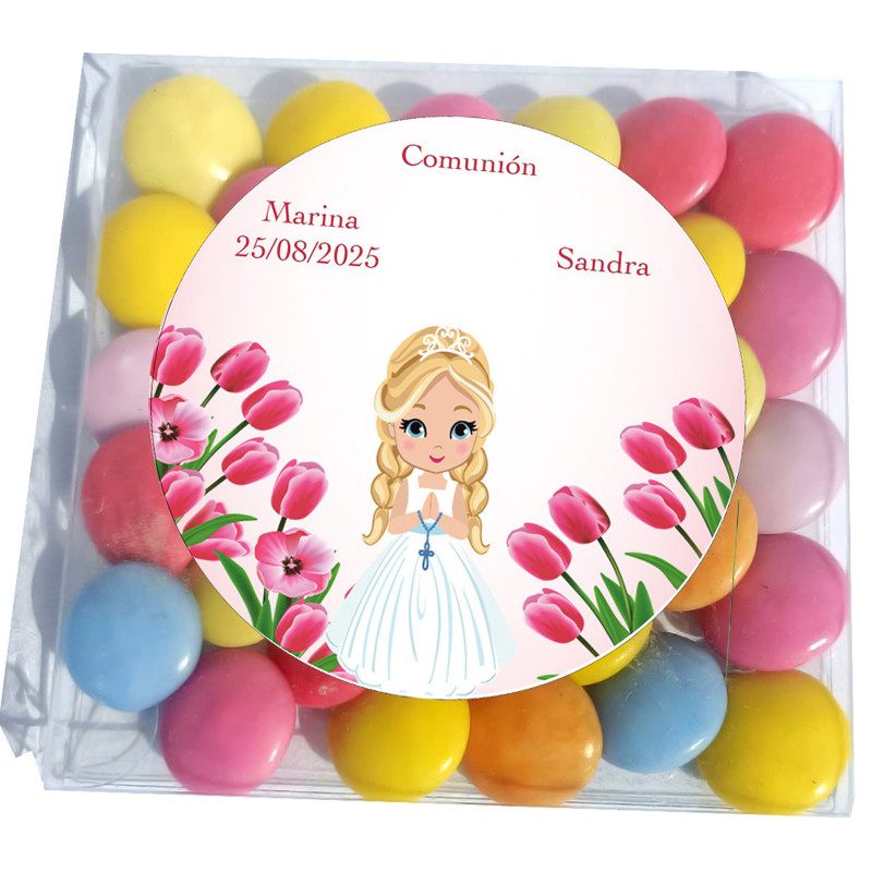 Lacasitos em caixa de apresentação personalizada para comunhão