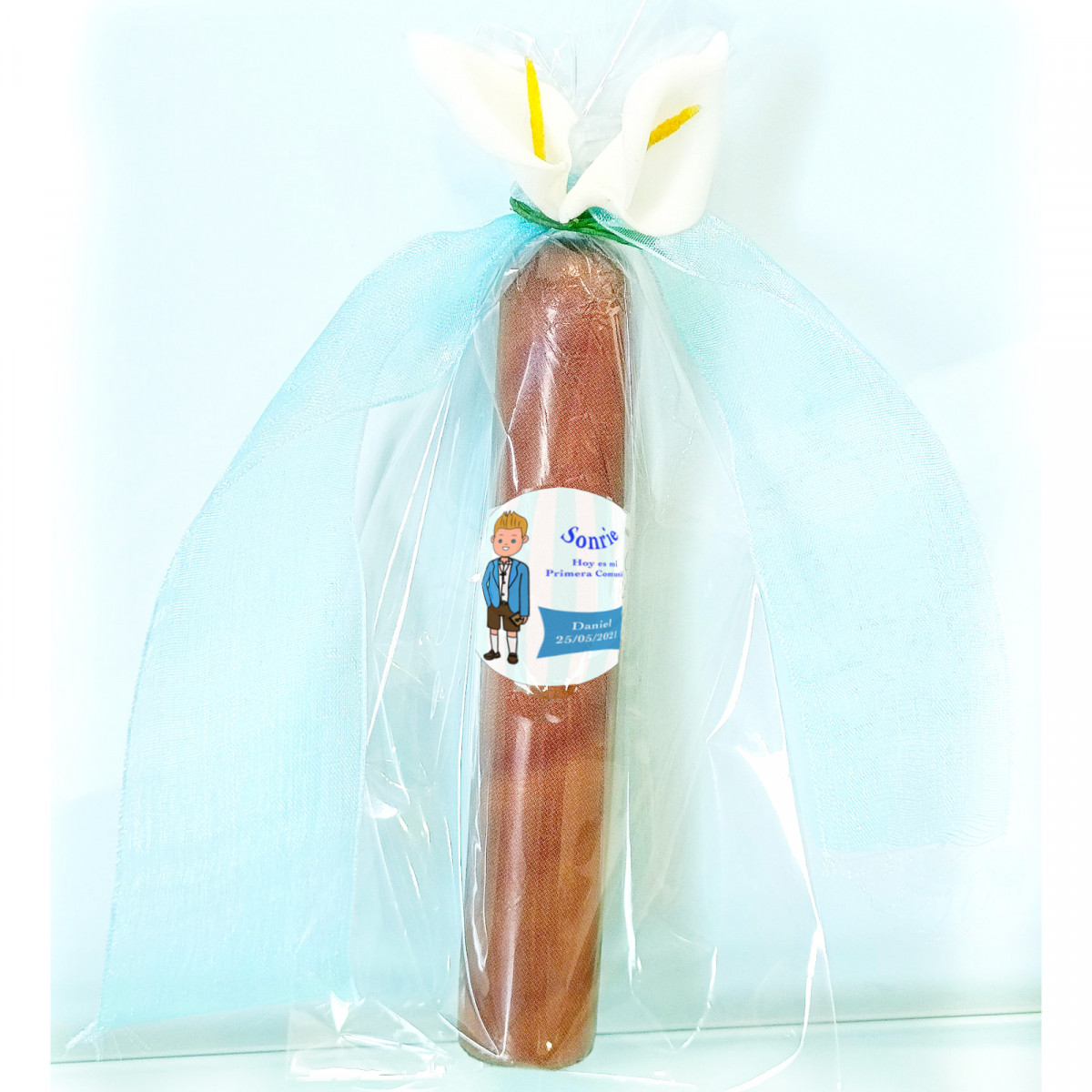 Pacote com 40 charutos de chocolate com adesivos de comunhão personalizáveis