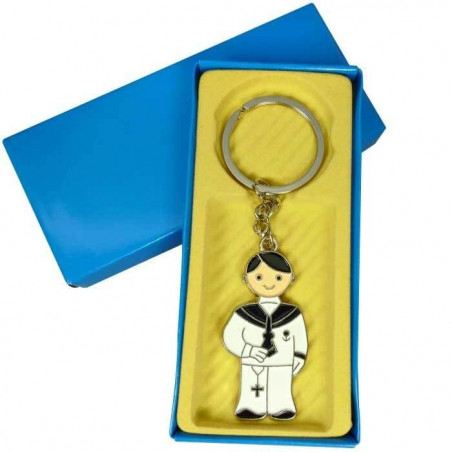 Pack de 40 chaveiros de criança comunhão em estojo azul