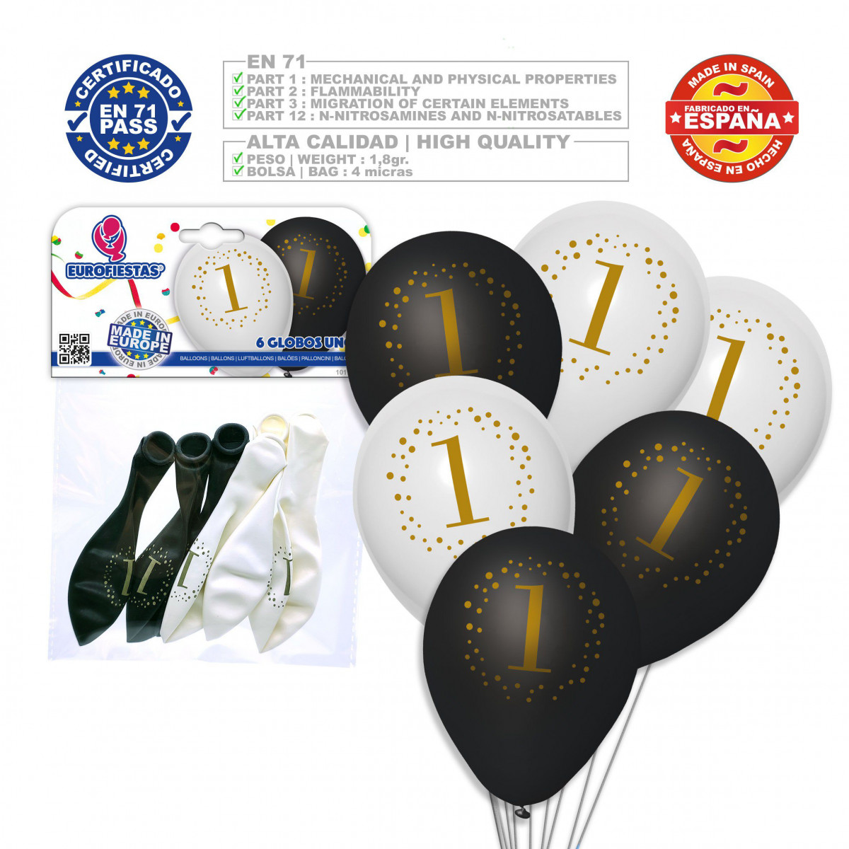 Globos impressos 1 branco e preto