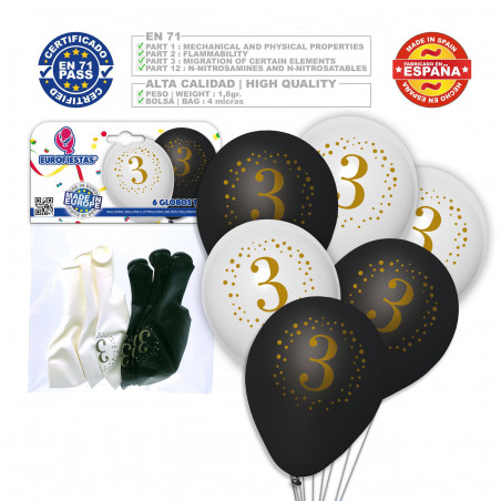 Balões estampados 3 preto branco