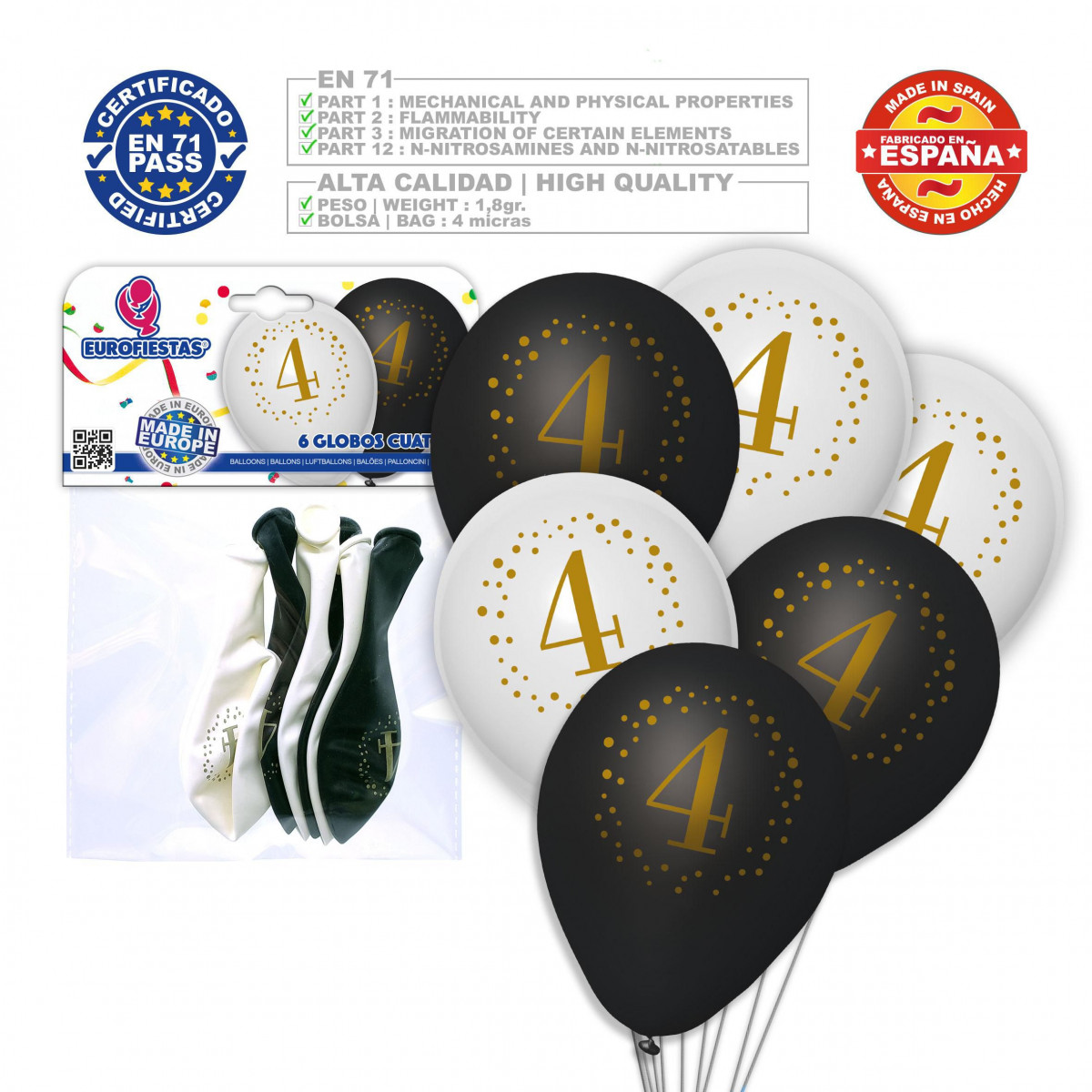 Balões estampados 4 preto branco