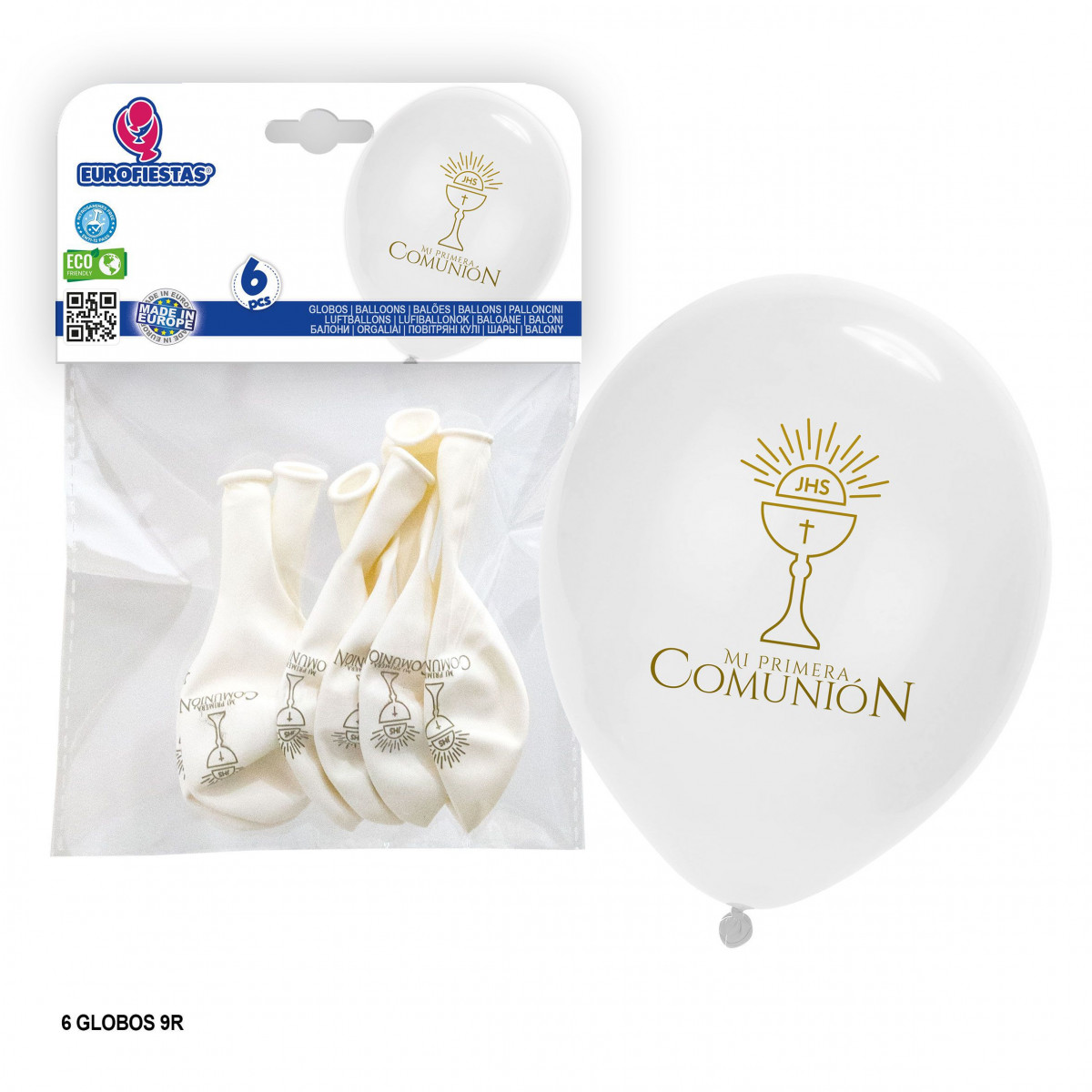 Globos impressos brancos comunhão cálice jhs