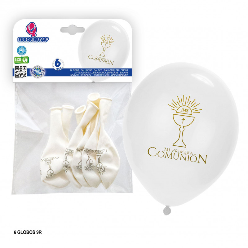 Cálice de comunhão com balões estampados brancos jhs