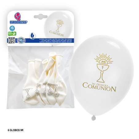 Cálice de comunhão com balões estampados brancos jhs