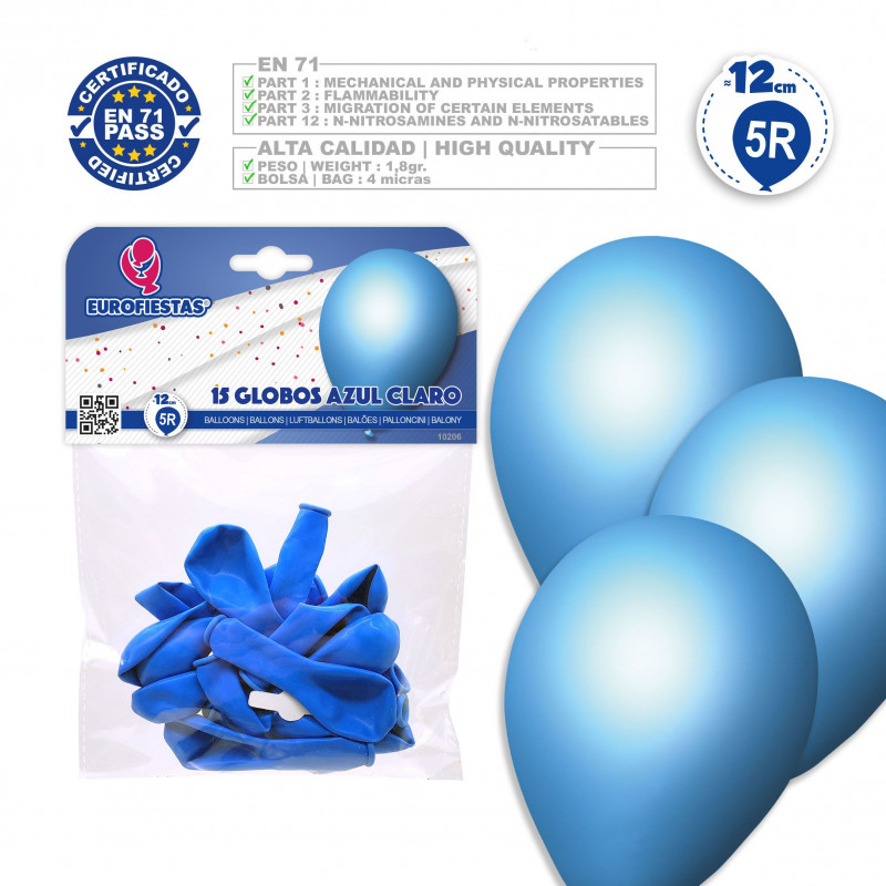 Balões 5r 15 azul claro